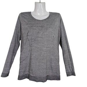 Lululemon Women's Swiftly Breeze Long Sleeve Top Relaxed Fit Striped Gray 4